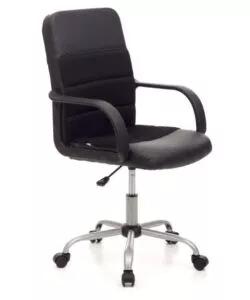 SEDIA DA UFFICIO IN ECOPELLE NERA, 58X58X94-102 CM